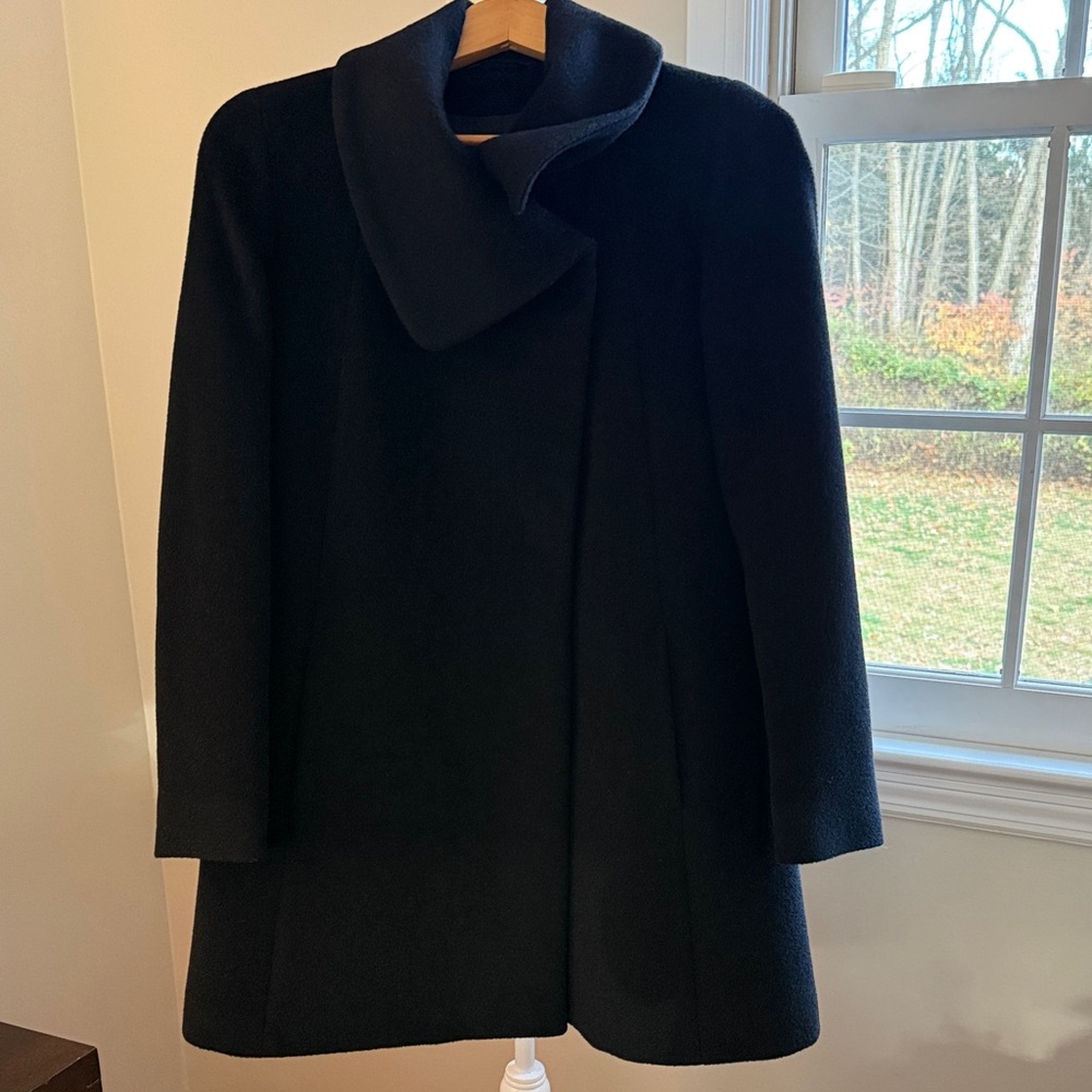 CINZIA ROCCA ICONS Luxury Black Alpaca & Wool Coat Size 4 Made in Italy